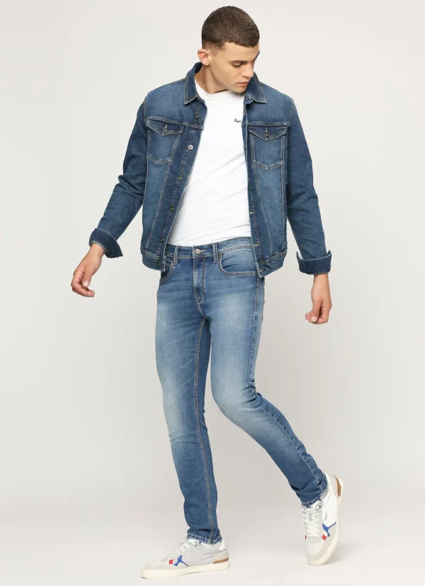 8905875032779_1 TAPERED VAPOUR BLUE LOW RISE SLIM FIT JEANS - Image 1