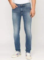 TAPERED VAPOUR BLUE LOW RISE SLIM FIT JEANS - Image 4