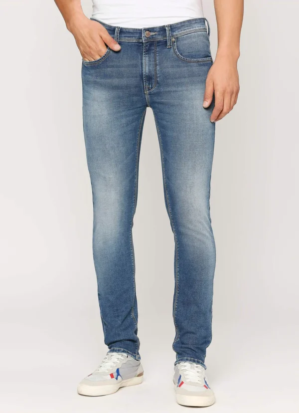 8905875032779_2 TAPERED VAPOUR BLUE LOW RISE SLIM FIT JEANS - Image 4