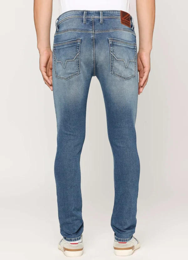 8905875032779_3 TAPERED VAPOUR BLUE LOW RISE SLIM FIT JEANS - Image 5