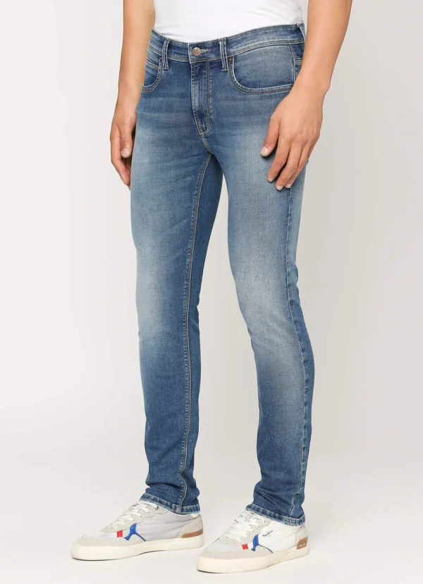8905875032779_4 TAPERED VAPOUR BLUE LOW RISE SLIM FIT JEANS - Image 6