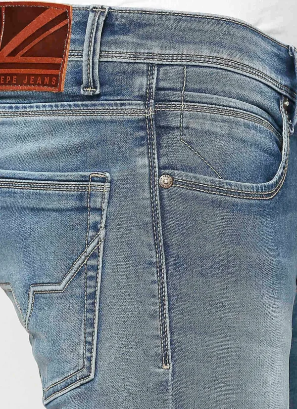 8905875032779_5 TAPERED VAPOUR BLUE LOW RISE SLIM FIT JEANS - Image 7