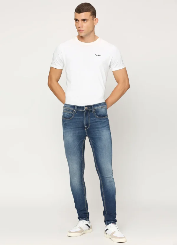 PEPE JEANS CHINOX BLUE MID RISE SKINNY JEANS/DENIM PANT - Image 6