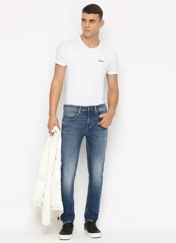 8905875033691_6 PEPE JEANS CHINOX DARK BLUE MID RISE SKINNY JEANS/DENIM PANT - Image 1