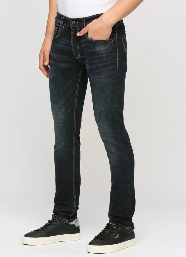 8905875033974_3 Pepe Jeans Men's Vapour Slim Fit Mid Waist Lightly Fade Black Jeans - Image 4