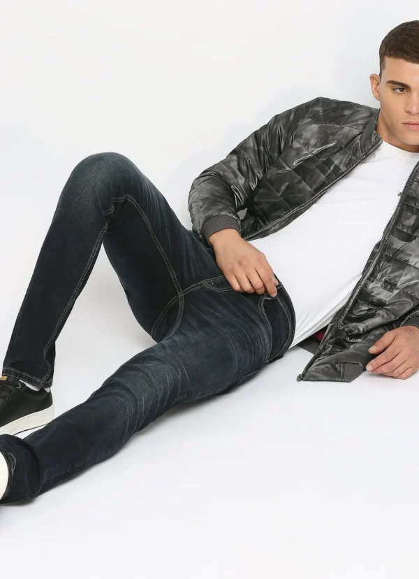 8905875033974_6 Pepe Jeans Men's Vapour Slim Fit Mid Waist Lightly Fade Black Jeans - Image 1