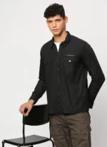PEPE JEANS BLACK FLAP POCKET FULL SLEEVE SHIRT