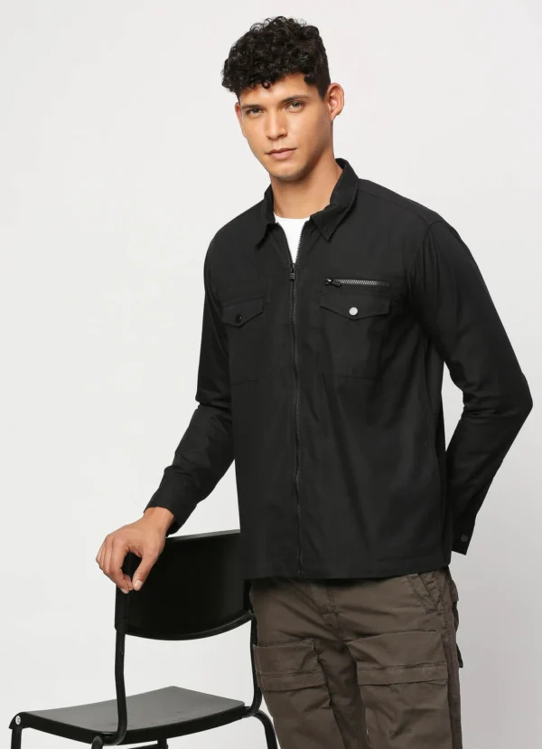 8905875041023_1 PEPE JEANS BLACK FLAP POCKET FULL SLEEVE SHIRT - Image 1