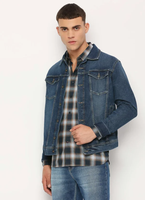 PEPE JEANS BLUE CHECKED FULL SLEEVE SHIRT - Image 6