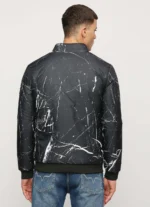 PEPE JEANS BLACK ALL OVER MARBLE PRINTED PUFFER JACKET - Image 3