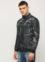 PEPE JEANS BLACK ALL OVER MARBLE PRINTED PUFFER JACKET - Image 4