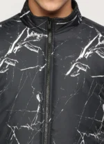 PEPE JEANS BLACK ALL OVER MARBLE PRINTED PUFFER JACKET - Image 5