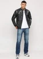 PEPE JEANS BLACK ALL OVER MARBLE PRINTED PUFFER JACKET - Image 6