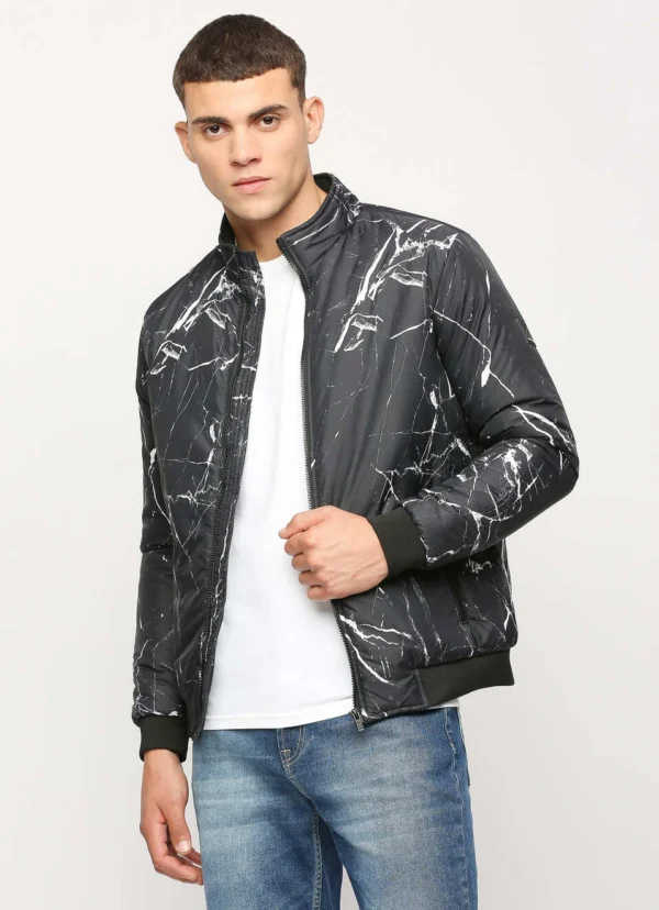 PEPE JEANS BLACK ALL OVER MARBLE PRINTED PUFFER JACKET - Image 7