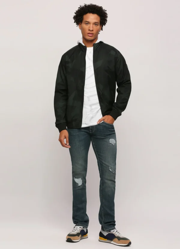 PEPE JEANS GREEN ALL OVER PRINTED LIGHTWEIGHT JACKPOT FIT JACKET - Image 6