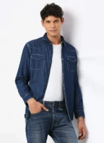PEPE JEANS DARK BLUE SOLID LONG SLEEVE SHIRT