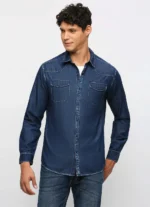 PEPE JEANS DARK BLUE SOLID LONG SLEEVE SHIRT - Image 2