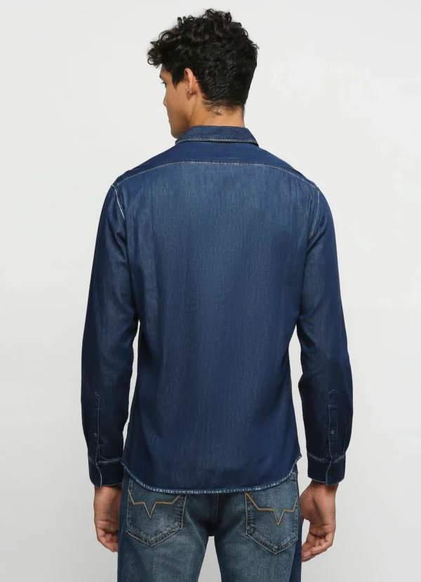 PEPE JEANS DARK BLUE SOLID LONG SLEEVE SHIRT - Image 3