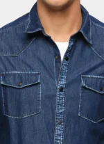PEPE JEANS DARK BLUE SOLID LONG SLEEVE SHIRT - Image 5