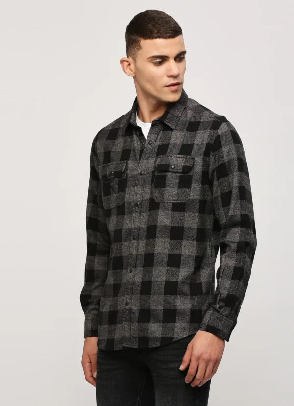 PEPE JEANS BLACK CHECKS LONG SLEEVE SHIRT - Image 5