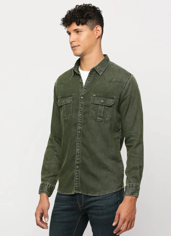 PEPE JEANS GREEN LONG SLEEVE SHIRT - Image 5