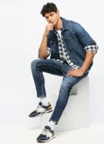 PEPE JEANS BLUE ALL OVER LEAF PRINTED LONG SLEEVE SHIRT - Image 6