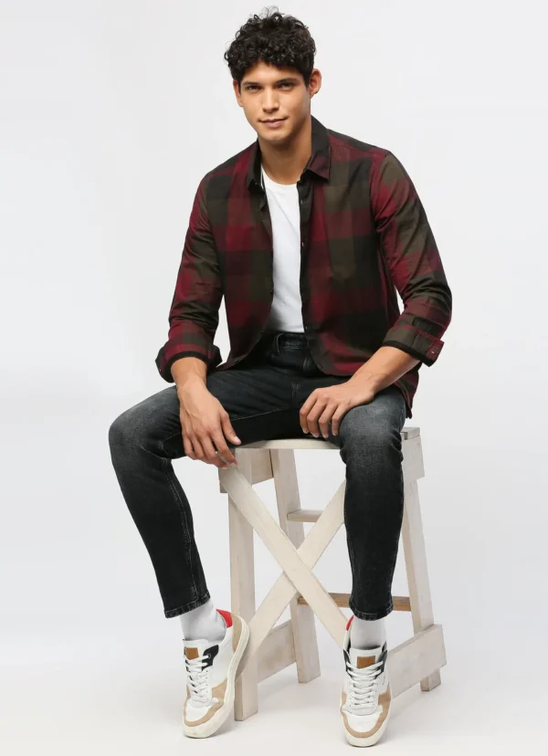 PEPE JEANS RED CHECKED FULL SLEEVE SHIRT - Image 7