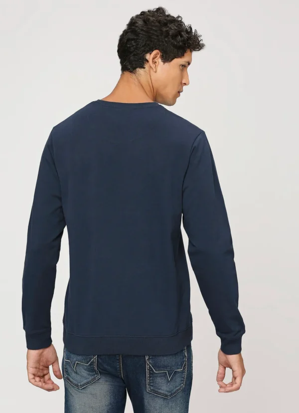 PEPE JEANS PRINTED FULL SLEEVE NAVY BLUE SWEATSHIRT - Image 3