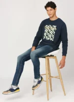 PEPE JEANS PRINTED FULL SLEEVE NAVY BLUE SWEATSHIRT - Image 7