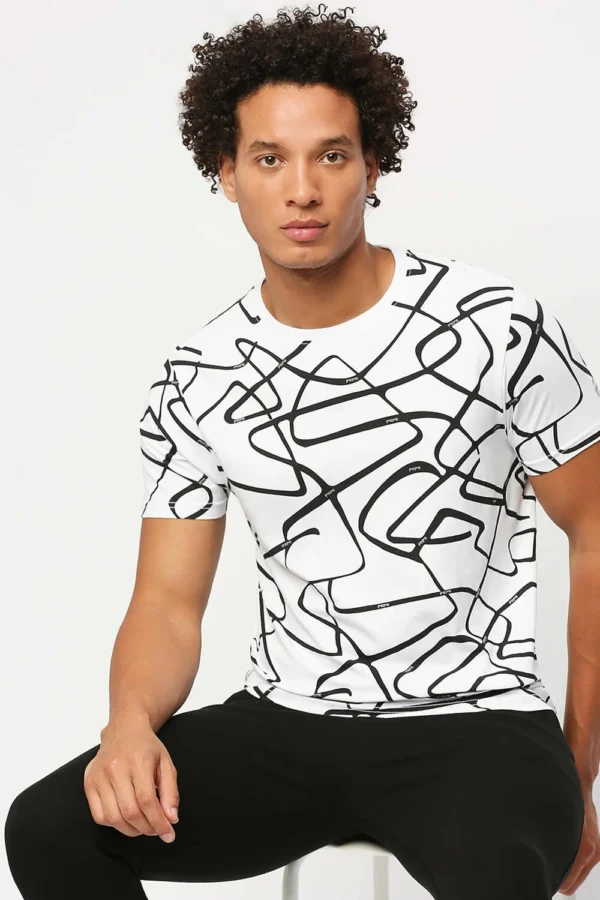 PEPE JEANS White  Print Casual Short Sleeves Round Neck Men Slim Fit T-Shirt - Image 4