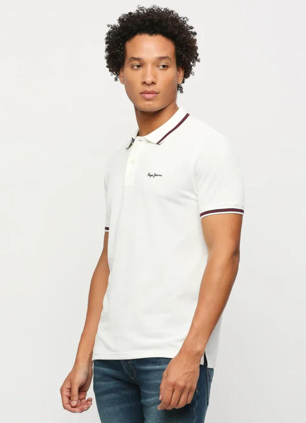PEPE JEANS NATURAL RIBBED COLLAR SHORT SLEEVE POLO - Image 4