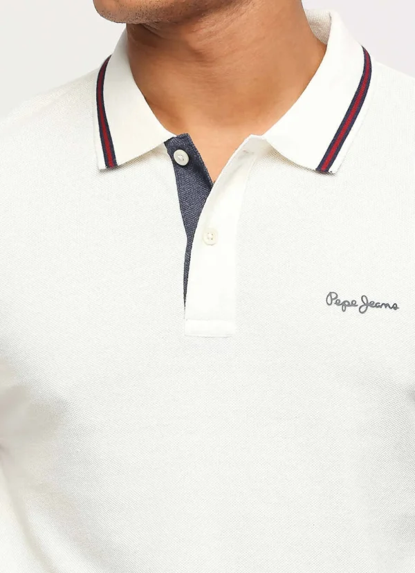 PEPE JEANS NATURAL RIBBED COLLAR SHORT SLEEVE POLO - Image 5