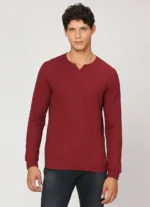 PEPE JEANS HENLEY NECK FULL SLEEVE BURGUNDY T-SHIRT - Image 7