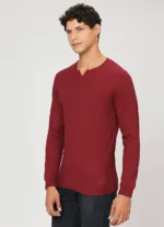 PEPE JEANS HENLEY NECK FULL SLEEVE BURGUNDY T-SHIRT - Image 6