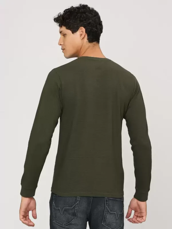 8905875053026_2 PEPE JEANS JONNY NECK FULL SLEEVE OLIVE GREEN T-SHIRT - Image 5