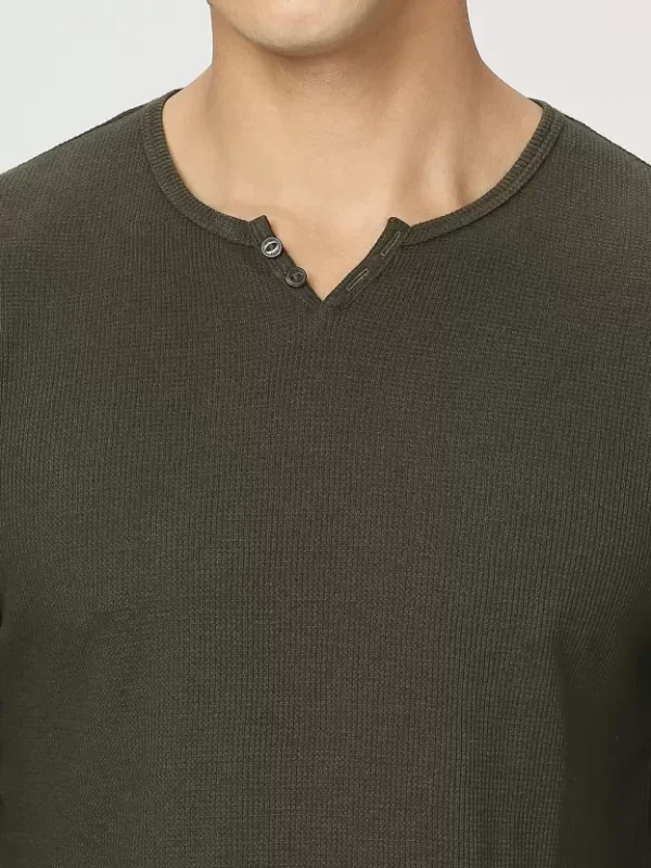 8905875053026_6 PEPE JEANS JONNY NECK FULL SLEEVE OLIVE GREEN T-SHIRT - Image 2