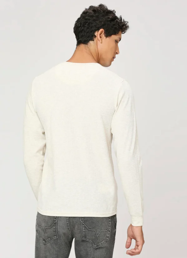 PEPE JEANS HENLEY FULL SLEEVE WHITE T-SHIRT - Image 3