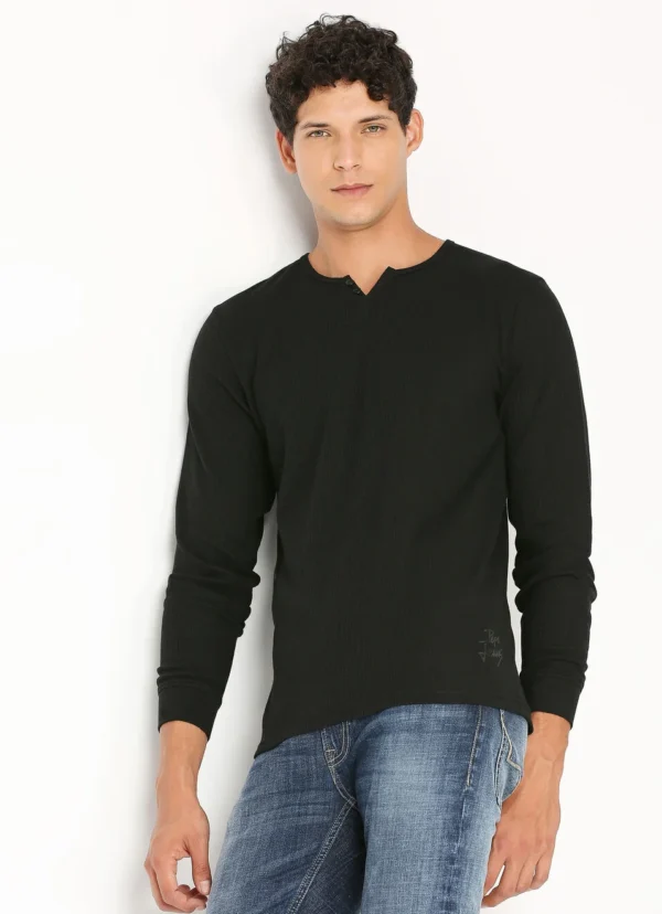 8905875053149_1 PEPE JEANS JONNY NECK FULL SLEEVE BLACK T-SHIRT - Image 1