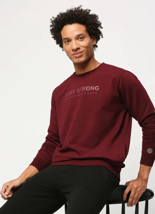 PEPE JEANS GRAPHIC PRINT FULL SLEEVE SWEATSHIRT BURGUNDY - Image 1