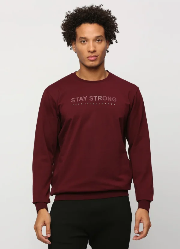 PEPE JEANS GRAPHIC PRINT FULL SLEEVE SWEATSHIRT BURGUNDY - Image 3