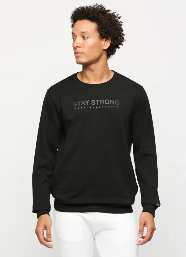 PEPE JEANS GRAPHIC PRINT FULL SLEEVE BLACK SWEATSHIRT - Image 3