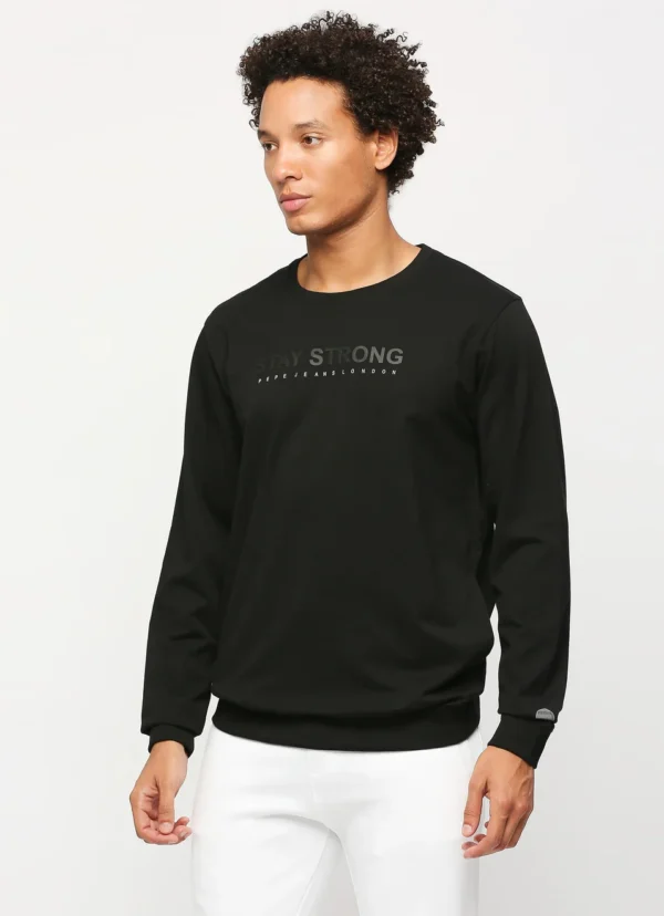 PEPE JEANS GRAPHIC PRINT FULL SLEEVE BLACK SWEATSHIRT - Image 5