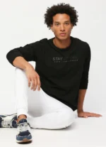 PEPE JEANS GRAPHIC PRINT FULL SLEEVE BLACK SWEATSHIRT