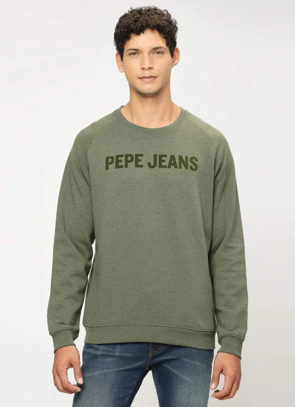 8905875056621_2 PEPE JEANS OLIVE GREEN PRINTED FULL SLEEVE SWEATSHIRT - Image 3