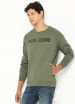 PEPE JEANS OLIVE GREEN PRINTED FULL SLEEVE SWEATSHIRT - Image 7