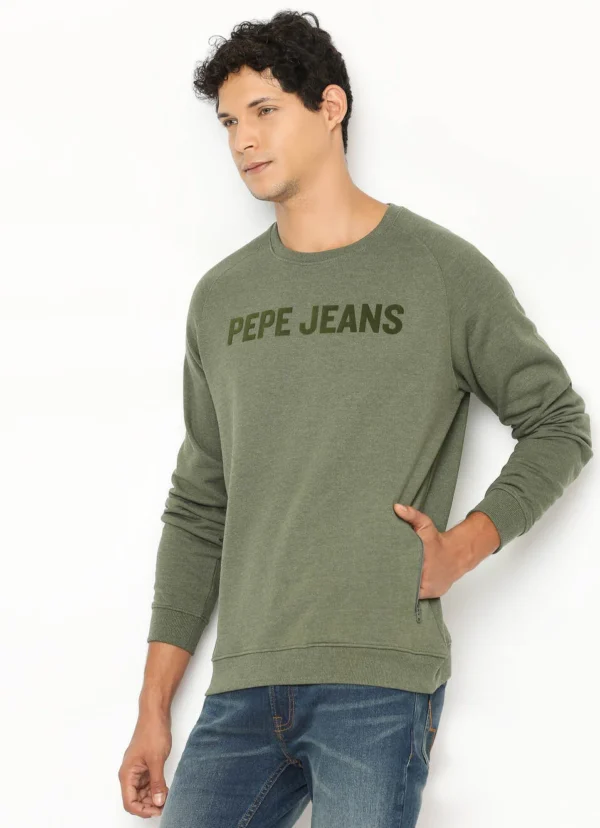 8905875056621_6 PEPE JEANS OLIVE GREEN PRINTED FULL SLEEVE SWEATSHIRT - Image 7