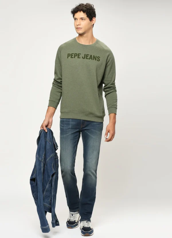 8905875056621_7 PEPE JEANS OLIVE GREEN PRINTED FULL SLEEVE SWEATSHIRT - Image 1