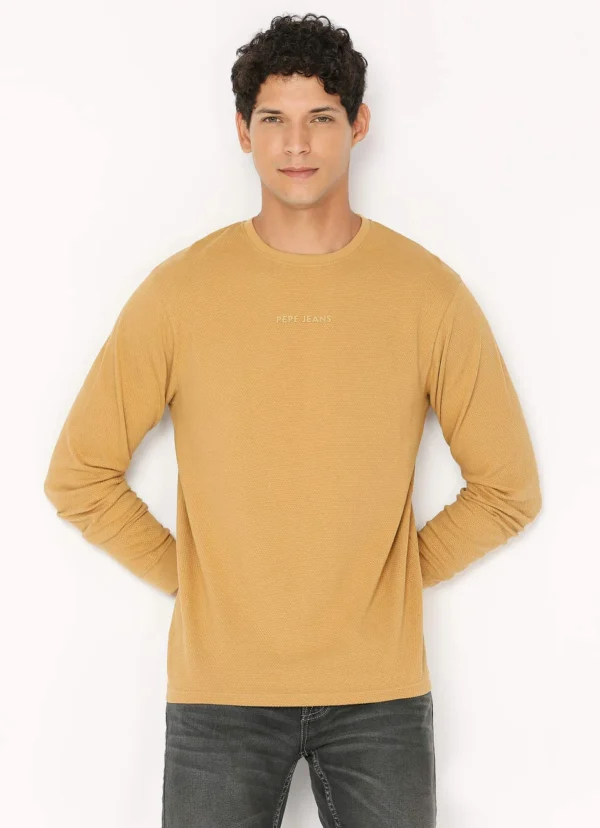 8905875057338_1 PEPE JEANS CREW NECK FULL SLEEVE CREAM COLOR T-SHIRT - Image 1
