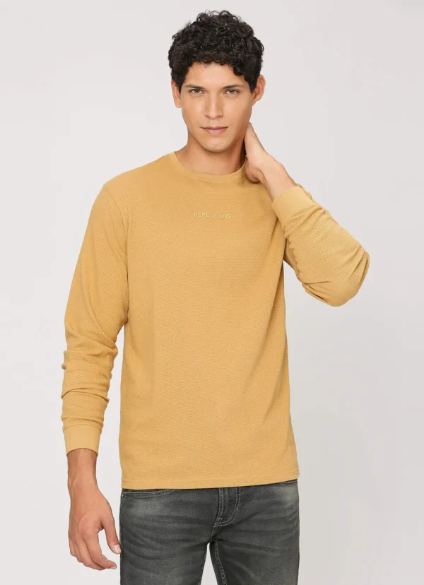 8905875057338_6 PEPE JEANS CREW NECK FULL SLEEVE CREAM COLOR T-SHIRT - Image 6