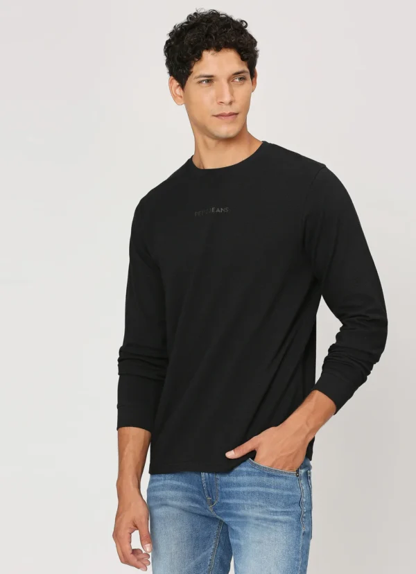 PEPE JEANS CREW NECK FULL SLEEVE BLACK T-SHIRT - Image 1